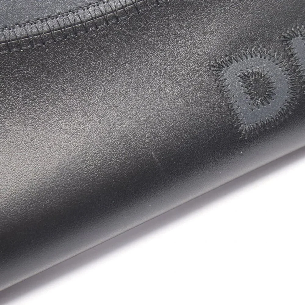 Dior Round Long Wallet Logo Black Gray Leather Round Long Wallet